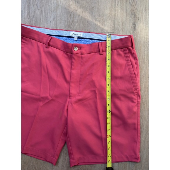 Peter Millar Mens Performance Golf Shorts Pink Coral Flat Front Size 36 - Picture 4 of 9